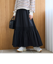 コットンタイプライター シャーリングティアードスカート