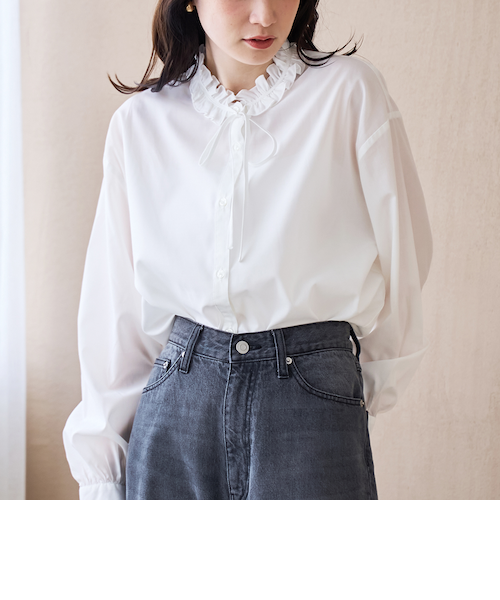 イージーケア】フリルネックシャツ｜コーエンの通販｜&mall（アンド