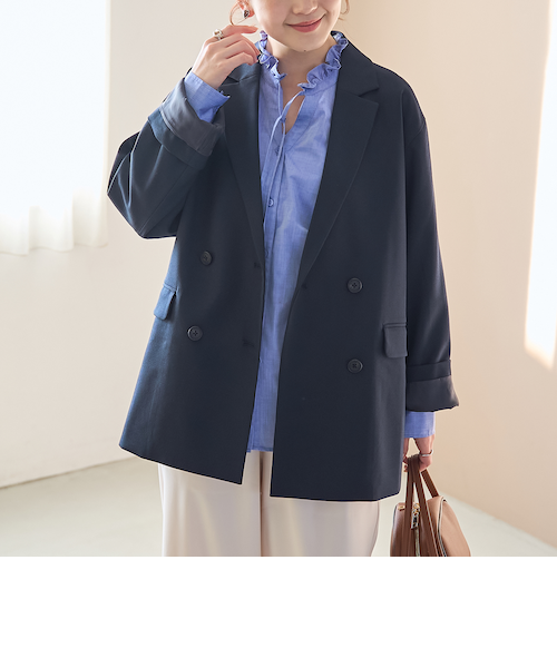 リネンライク ダブルブレストテーラードジャケット｜コーエンの通販