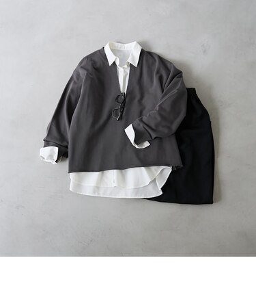 【再入荷/新色登場】キーネック裏毛スウェット プルオーバー