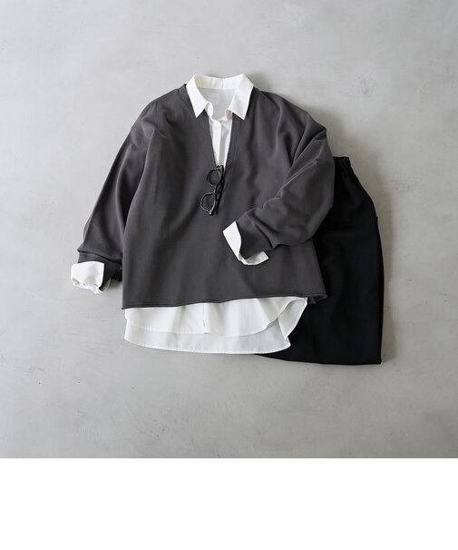 【再入荷/新色登場】キーネック裏毛スウェット プルオーバー