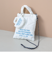 ロゴ刺繍 幾何柄 キルト2wayショルダーバッグ