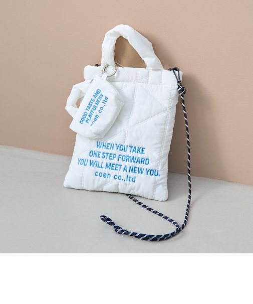 ロゴ刺繍 幾何柄 キルト2wayショルダーバッグ