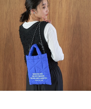 【再入荷/新色登場】ロゴ刺繍 幾何柄 キルト2wayショルダーバッグ