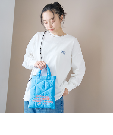 ロゴ刺繍 幾何柄 キルト2wayショルダーバッグ