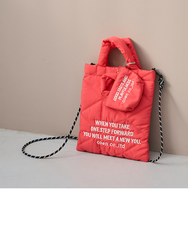 ロゴ刺繍 幾何柄 キルト2wayショルダーバッグ