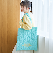 ロゴ刺繍 幾何柄 キルトトートバッグ