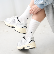 ハートバック刺繍リブソックス