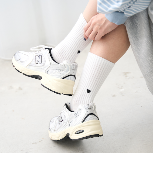 ハートバック刺繍リブソックス