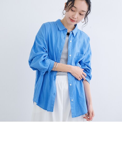 リネンレーヨンレギュラーカラーシャツ