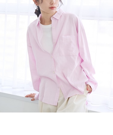 リネンレーヨンレギュラーカラーシャツ