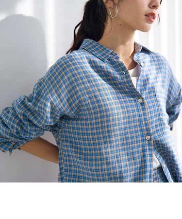 リネンレーヨンレギュラーカラーシャツ