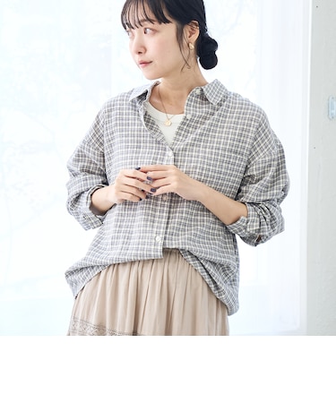 リネンレーヨンレギュラーカラーシャツ