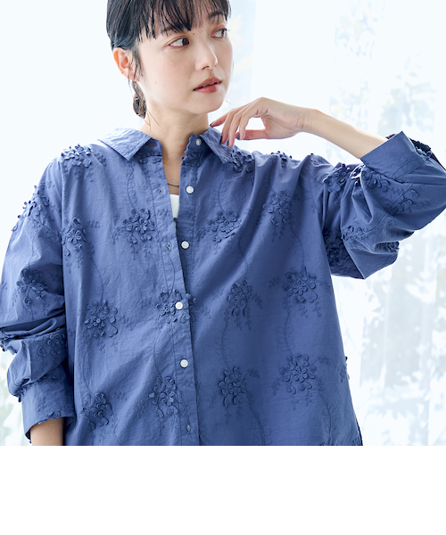 3Dフラワー刺繍 ロングスリーブシャツ｜コーエンの通販｜&mall（アンド