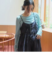 【新色登場】3Dフラワー刺繍 キャミワンピース（ドット柄）