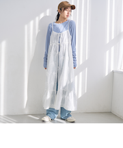 3Dフラワー刺繍 キャミワンピース（ドット柄）