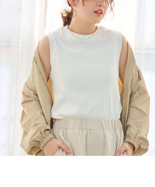 ランダムリブノースリーブタンクトップ