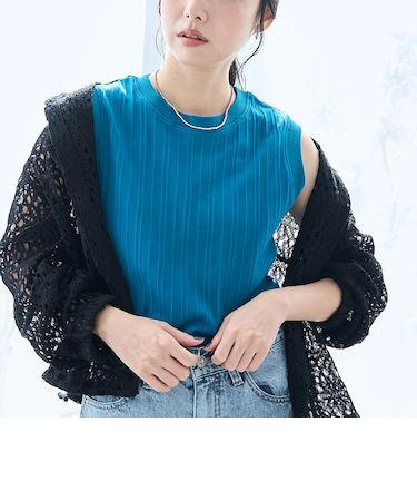 ランダムリブノースリーブタンクトップ