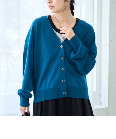 シアーニット Vネックカーディガン