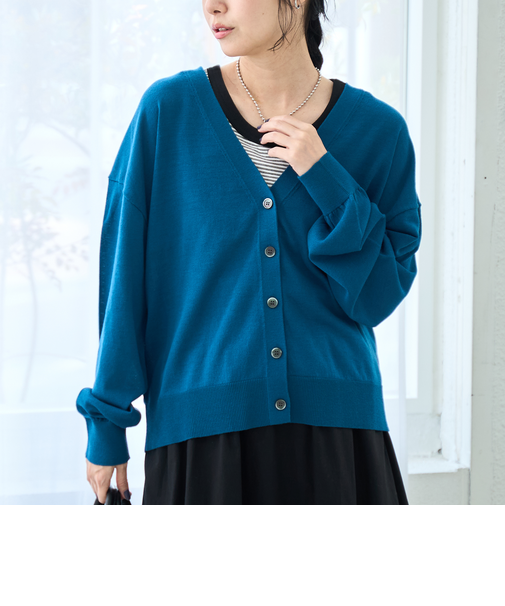 シアーニット Vネックカーディガン