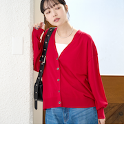 シアーニット Vネックカーディガン