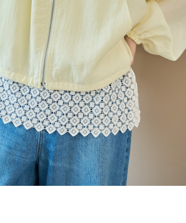 裾レース切替 レイヤード風タンクトップ