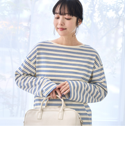 ブークレ ボーダーボートネックトップス