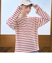 ブークレ ボーダーボートネックトップス