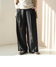 リネンタッチツータックワイドパンツ