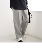 リネンタッチツータックワイドパンツ
