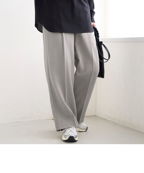 リネンタッチツータックワイドパンツ