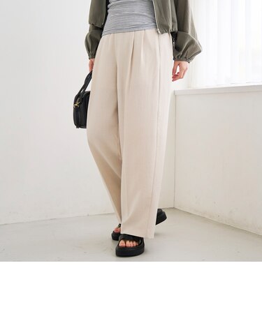 リネンタッチツータックワイドパンツ