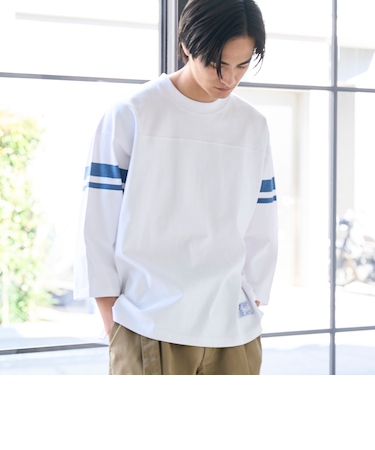 Repurヘビーコットン七分袖フットボールTシャツ【抗菌性、消臭性】