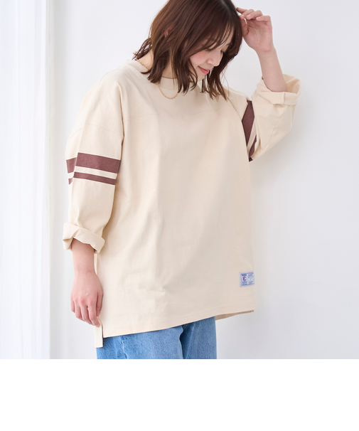 Repurヘビーコットン七分袖フットボールTシャツ【抗菌性、消臭性】