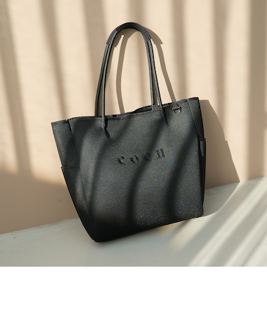 coen（コーエン）ロゴ刺繍 メッシュパフトートバッグ