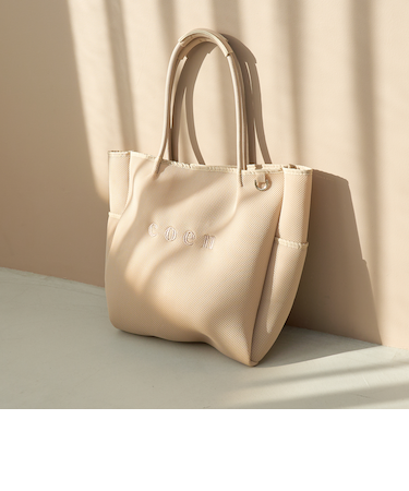 coen（コーエン）ロゴ刺繍 メッシュパフトートバッグ