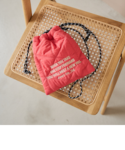 ロゴ刺繍 幾何柄 キルト巾着ショルダーバッグ（Sサイズ）