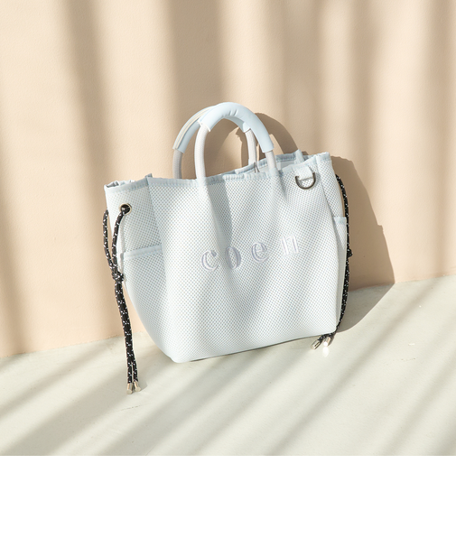 coen（コーエン）ロゴ刺繍 メッシュパフ2wayトートバッグ（Mサイズ）