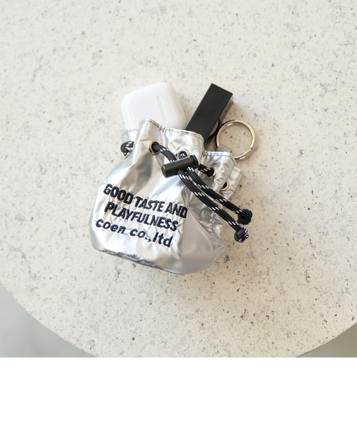 ロゴ刺繍 ミニ巾着ポーチキーホルダー