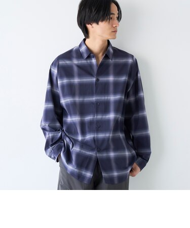 楽はおりオンブレチェックシャツ【ストレッチ、防シワ】