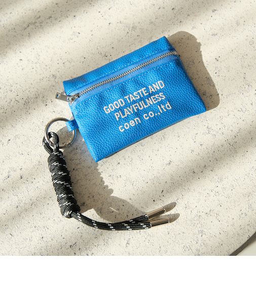 ロゴ刺繍 レザーライクカードケースキーホルダー