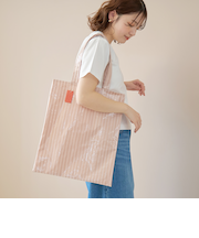 PVCストライプトートバッグ