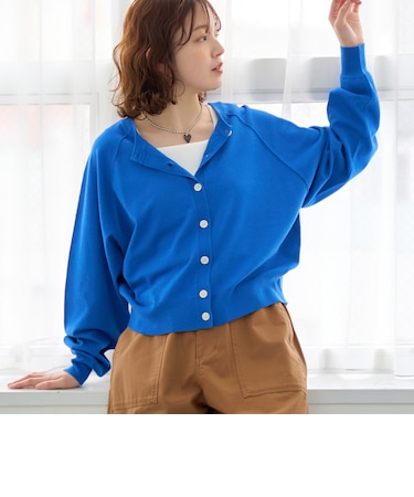 【UVカット】ラグラン2way シアークルーカーディガン