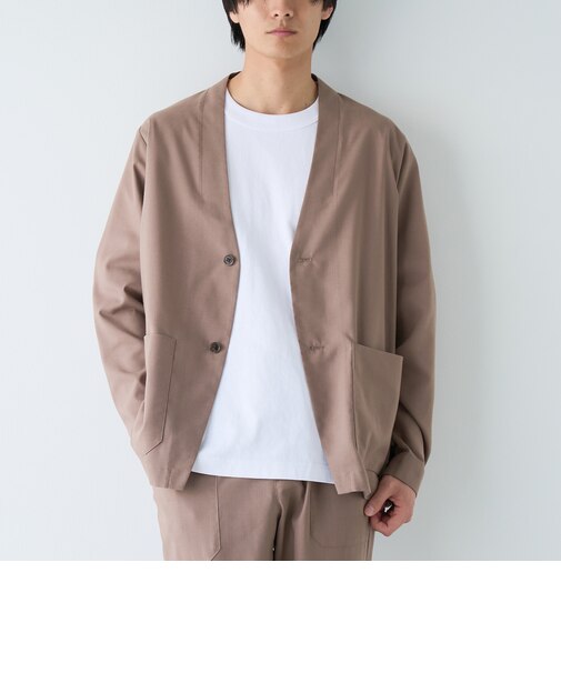 ハイブリッドリネン ノーカラージャケット【吸水速乾・防シワ・UVカット】