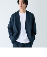 ハイブリッドリネン ノーカラージャケット【吸水速乾・防シワ・UVカット】