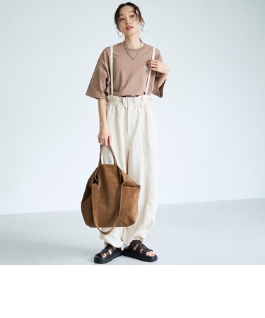 サスペンダー付き フリルワークパンツ