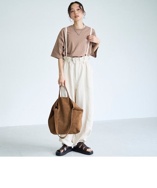 サスペンダー付き フリルワークパンツ