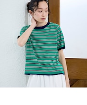 マルチボーダー 半袖サマーニット