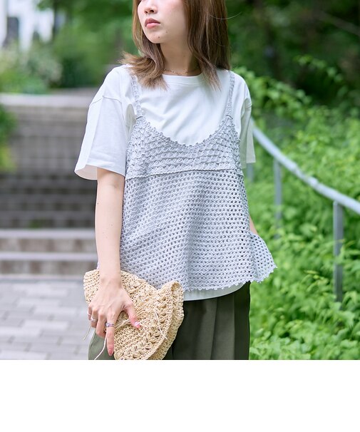 【再入荷 / 新色登場 / セットアイテム】クロシェキャミセットT