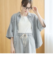 【WEB先行販売】コットンレーヨンデニム半袖シャツ
